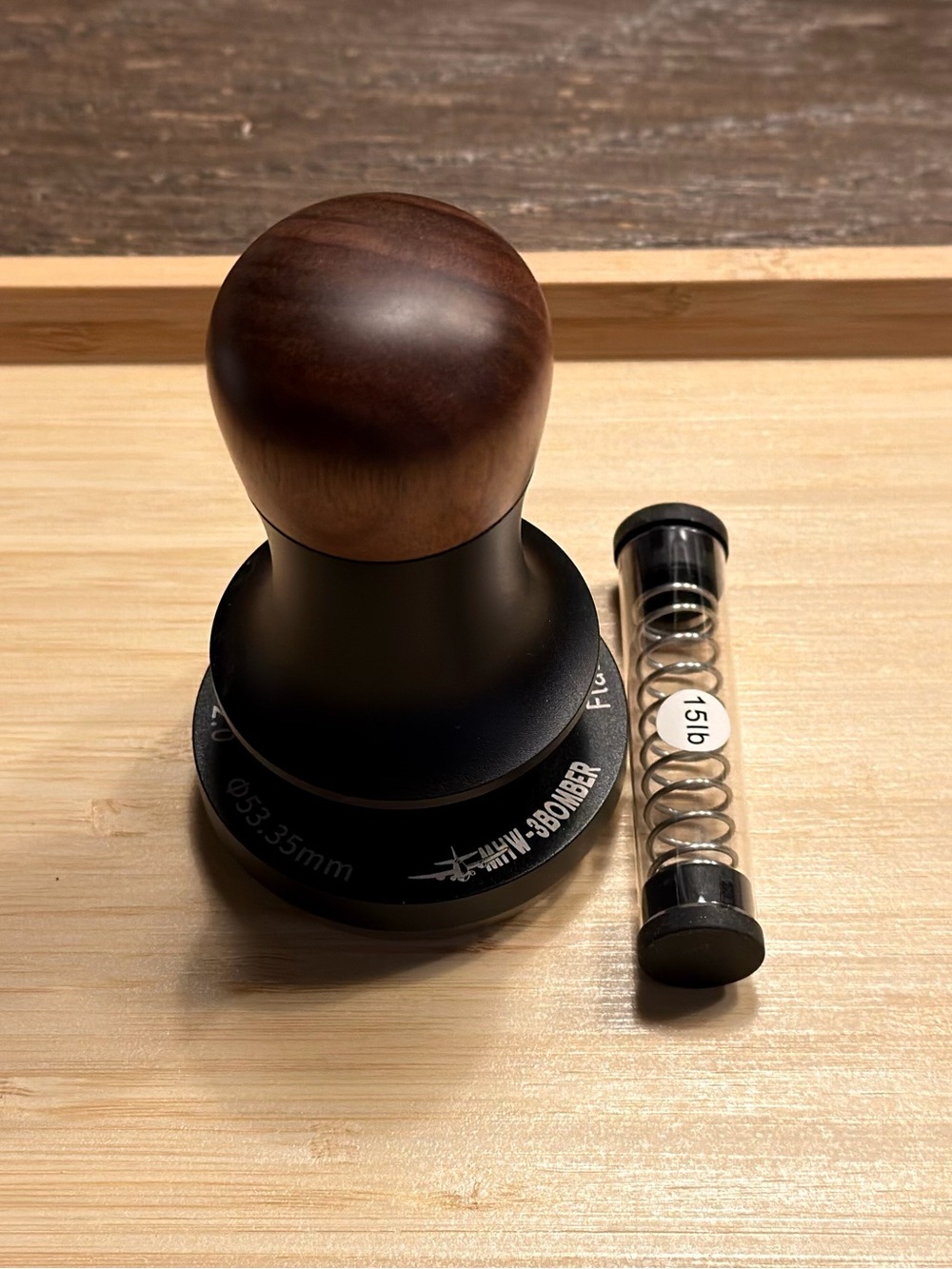 MHW-3BOMBER 53.35mm Flat Base Espresso Tamper 3-Spring Loaded